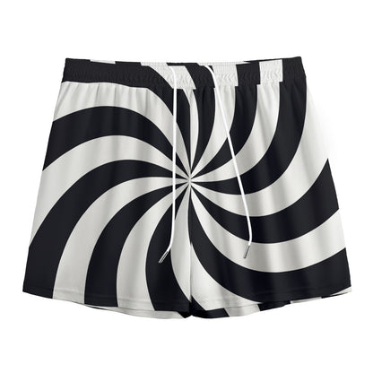 Swirl Optical Illusion Print Mesh Shorts