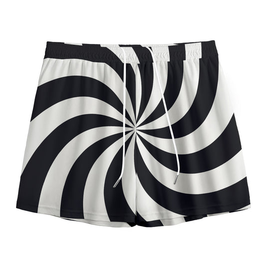 Swirl Optical Illusion Print Mesh Shorts