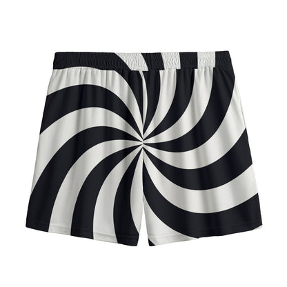 Swirl Optical Illusion Print Mesh Shorts