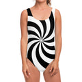 Swirl Optical Illusion Print One Piece Swimsuit