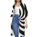 Swirl Optical Illusion Print Open Front Beach Cover Up