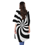 Swirl Optical Illusion Print Open Front Beach Cover Up
