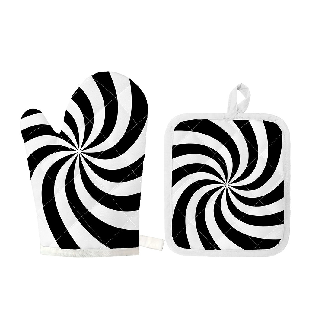 Swirl Optical Illusion Print Oven Mitt And Pot Holder Set