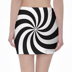 Swirl Optical Illusion Print Pencil Mini Skirt