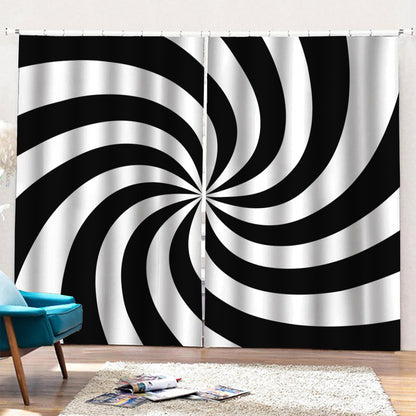 Swirl Optical Illusion Print Pencil Pleat Curtains