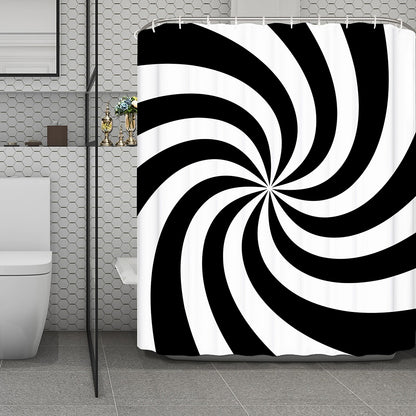 Swirl Optical Illusion Print Polyester Shower Curtain