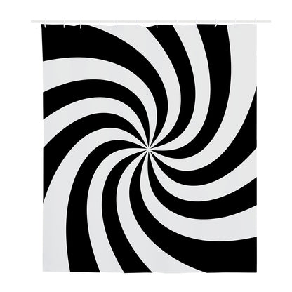 Swirl Optical Illusion Print Polyester Shower Curtain