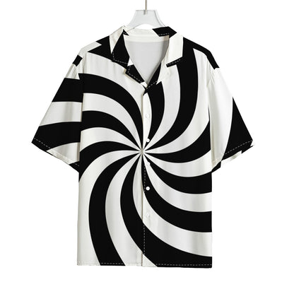 Swirl Optical Illusion Print Rayon Hawaiian Shirt