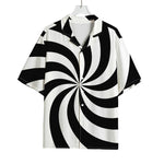 Swirl Optical Illusion Print Rayon Hawaiian Shirt