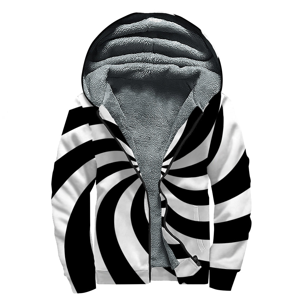 Swirl Optical Illusion Print Sherpa Lined Zip Up Hoodie