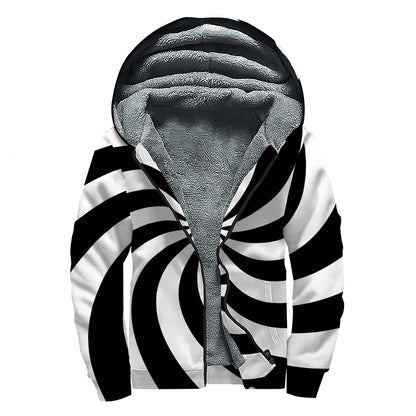 Swirl Optical Illusion Print Sherpa Lined Zip Up Hoodie