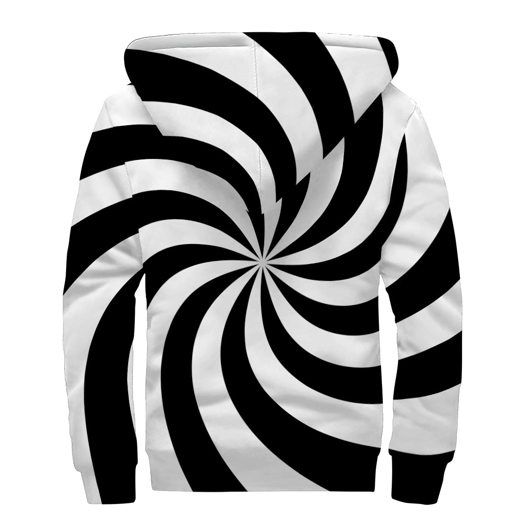 Swirl Optical Illusion Print Sherpa Lined Zip Up Hoodie