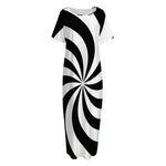 Swirl Optical Illusion Print Short Sleeve Long Nightdress