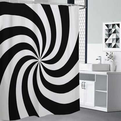 Swirl Optical Illusion Print Shower Curtain