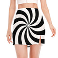 Swirl Optical Illusion Print Side Slit Mini Skirt