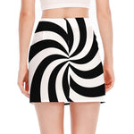 Swirl Optical Illusion Print Side Slit Mini Skirt
