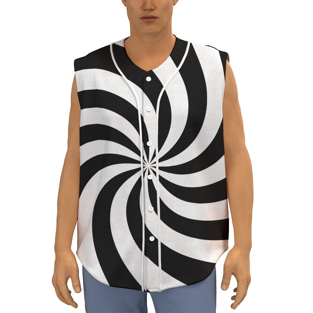 Swirl Optical Illusion Print Sleeveless Baseball Jersey