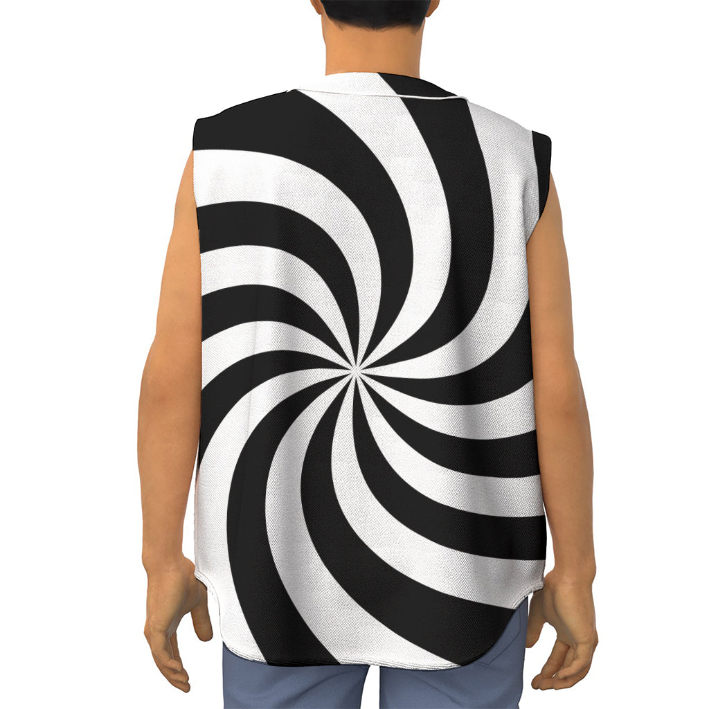 Swirl Optical Illusion Print Sleeveless Baseball Jersey
