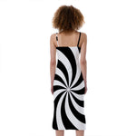 Swirl Optical Illusion Print Slim Fit Midi Cami Dress
