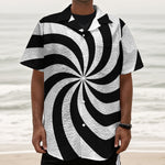 Swirl Optical Illusion Print Textured Short Sleeve Shirt