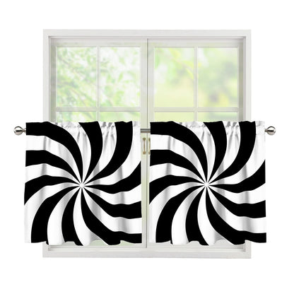 Swirl Optical Illusion Print Tier Curtains