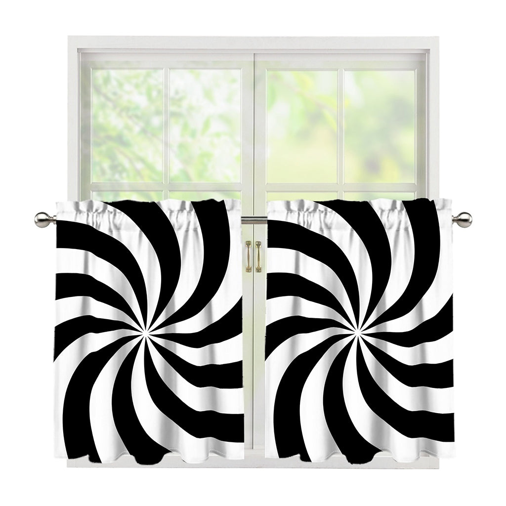 Swirl Optical Illusion Print Tier Curtains