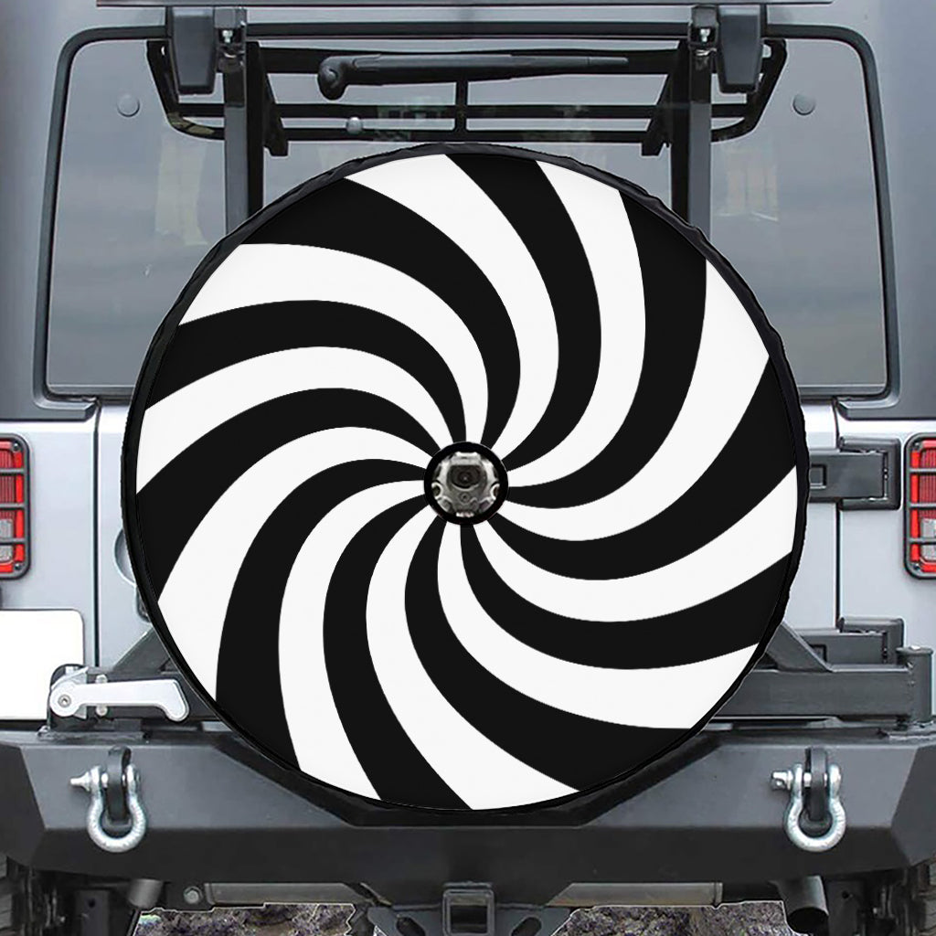 Swirl Optical Illusion Print Tire Cover With Camera Hole