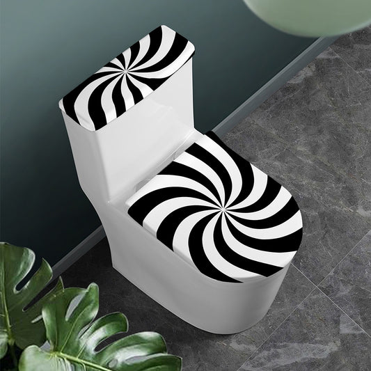 Swirl Optical Illusion Print Toilet Lid And Tank Cover Set