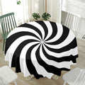 Swirl Optical Illusion Print Waterproof Round Tablecloth