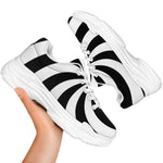 Swirl Optical Illusion Print White Chunky Shoes