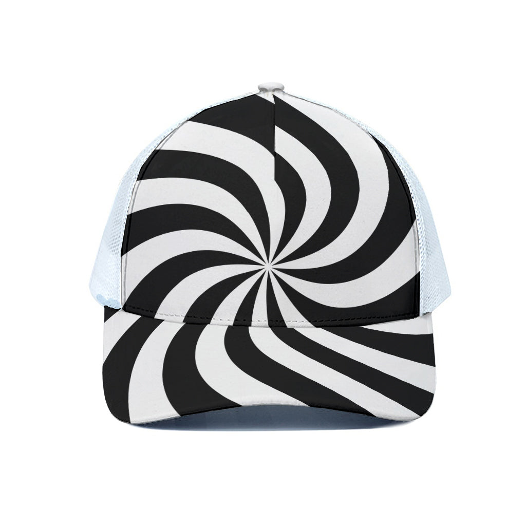 Swirl Optical Illusion Print White Mesh Trucker Cap