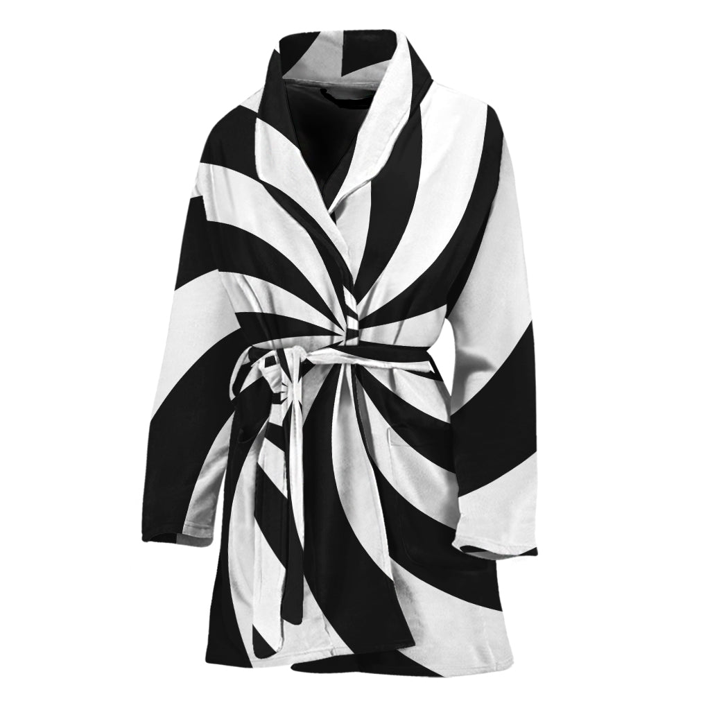 Swirl Optical Illusion Print Women's Bathrobe