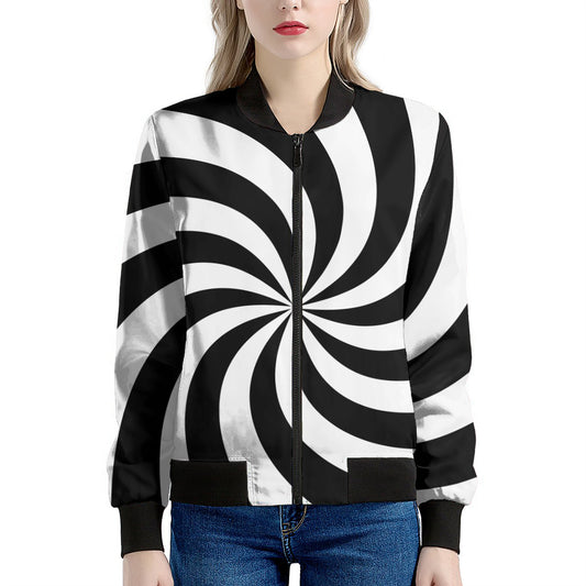 Swirl Optical Illusion Print Women's Bomber Jacket
