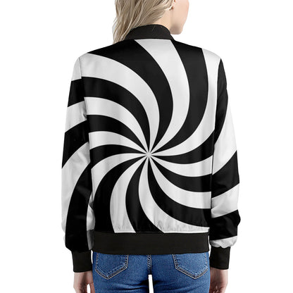 Swirl Optical Illusion Print Women's Bomber Jacket