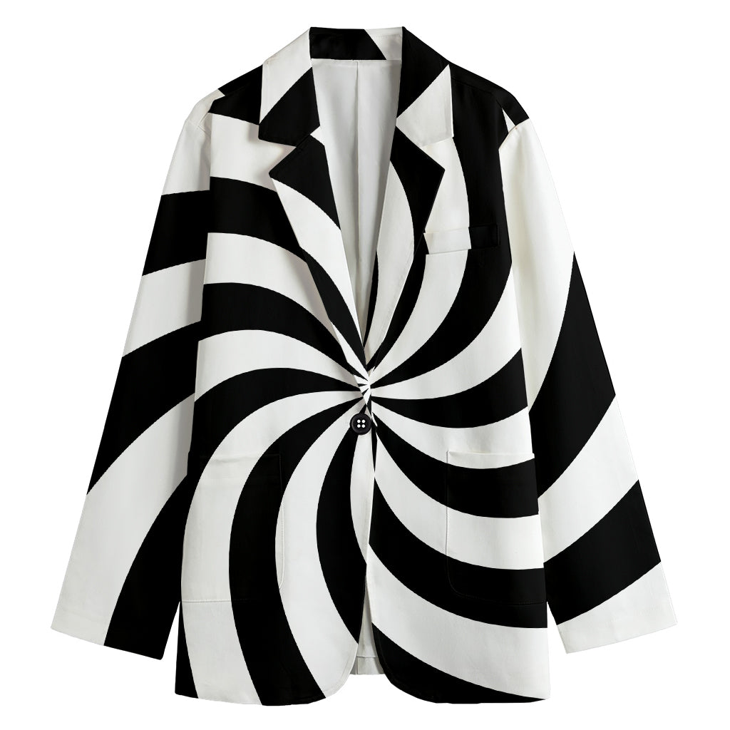 Swirl Optical Illusion Print Women's Cotton Blazer