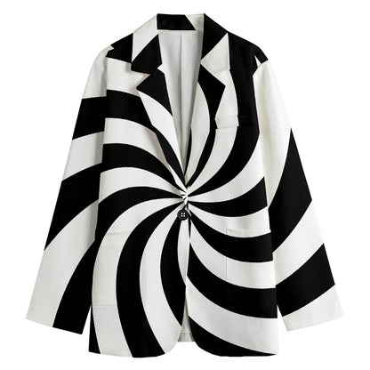 Swirl Optical Illusion Print Women's Cotton Blazer