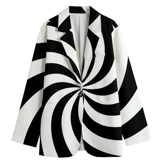 Swirl Optical Illusion Print Women's Cotton Blazer