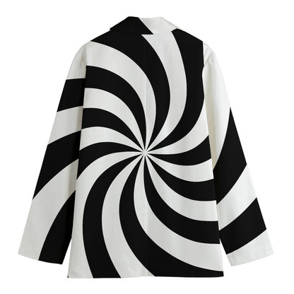 Swirl Optical Illusion Print Women's Cotton Blazer