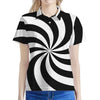 Swirl Optical Illusion Print Women's Polo Shirt