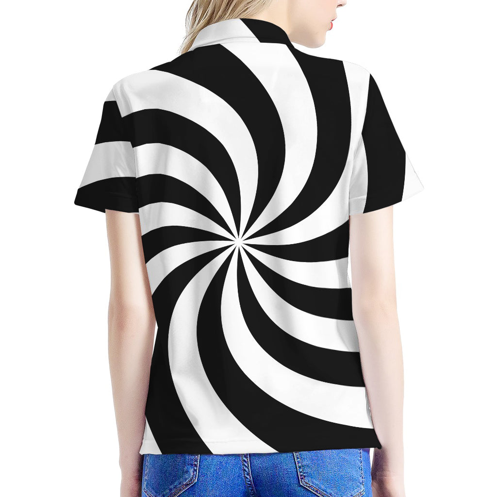 Swirl Optical Illusion Print Women's Polo Shirt