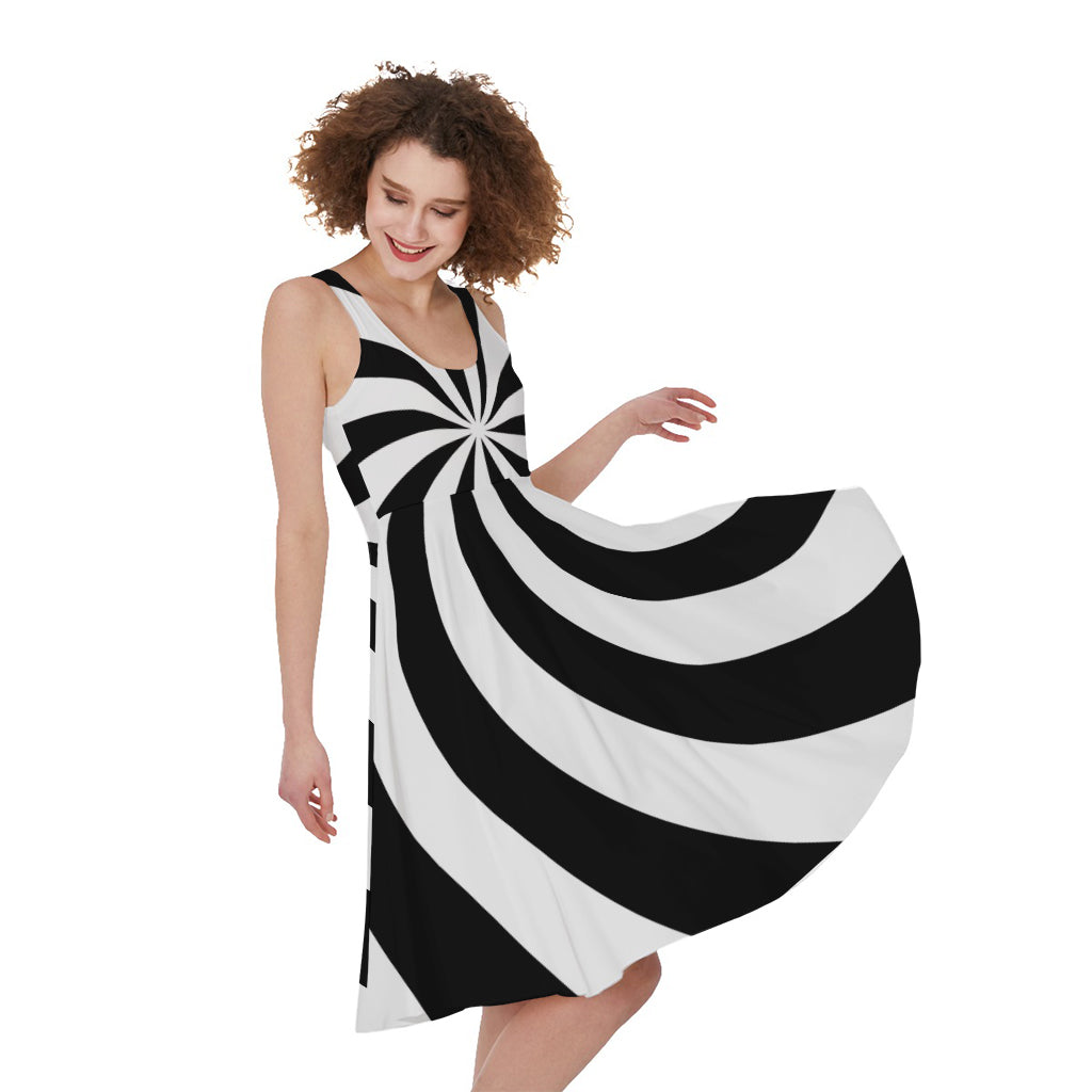 Swirl Optical Illusion Print Women's Sleeveless Dress