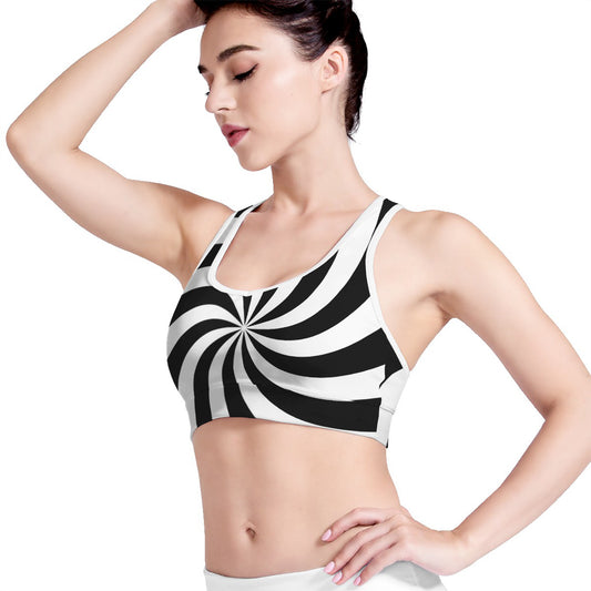 Swirl Optical Illusion Print Women's Sports Bra