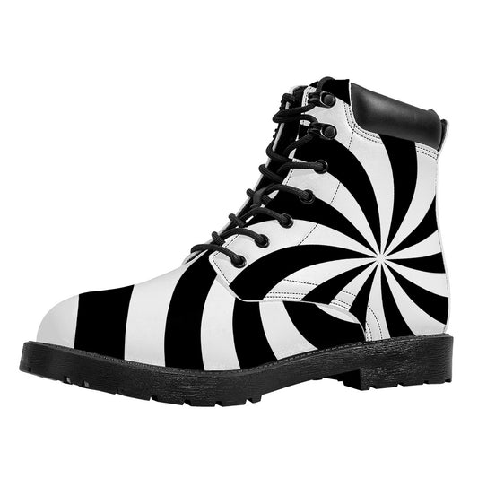 Swirl Optical Illusion Print Work Boots