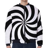 Swirl Optical Illusion Print Zip Sleeve Bomber Jacket