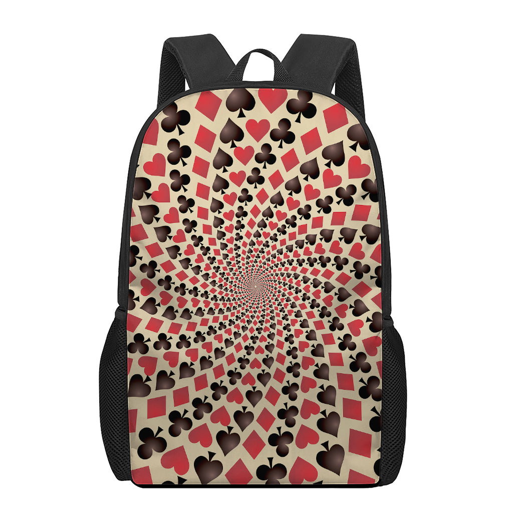 Swirl Playing Card Suits Print 17 Inch Backpack