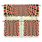 Swirl Playing Card Suits Print 3 Piece Kitchen Curtains