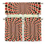 Swirl Playing Card Suits Print 3 Piece Kitchen Curtains