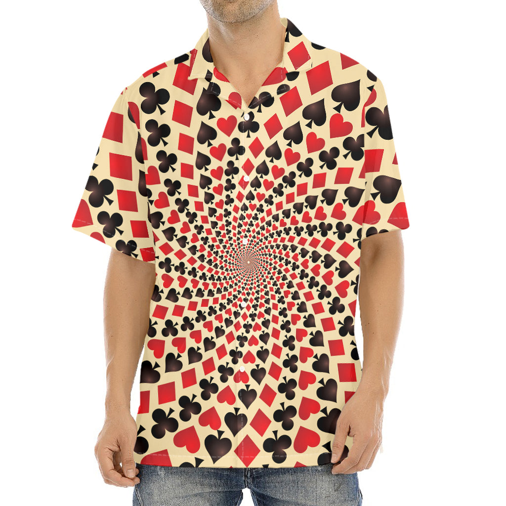 Swirl Playing Card Suits Print Aloha Shirt