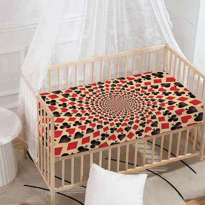 Swirl Playing Card Suits Print Baby Crib Sheet
