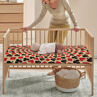 Swirl Playing Card Suits Print Baby Crib Sheet